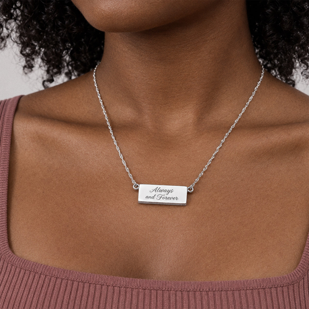 Stainless Steel Slide Out Keepsake Locket - on model
