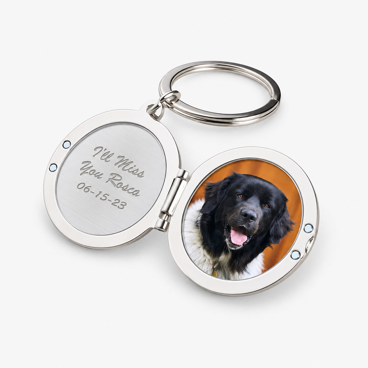 Round Stainless Steel Key Chain Photo Locket