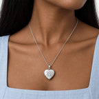 Monogram Initial Heart Photo Locket - on model