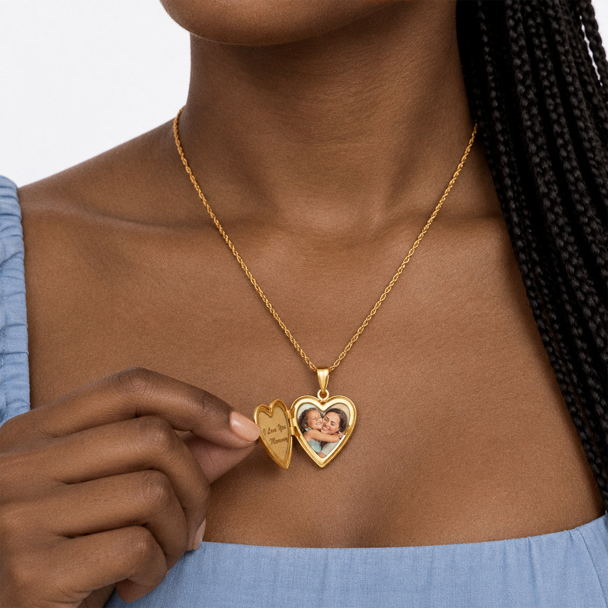 Monogram Initial Heart Photo Locket - on model