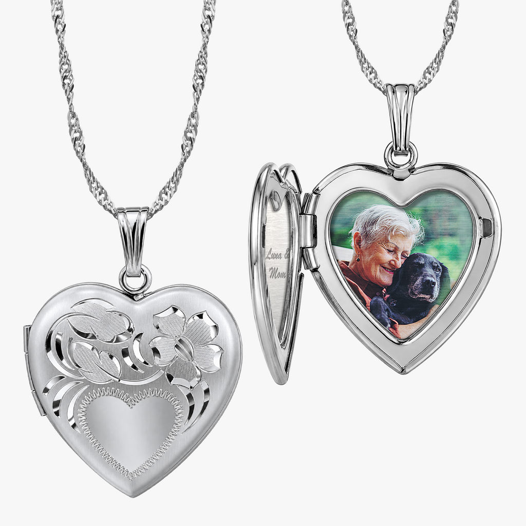 Floral Design Heart Photo Locket
