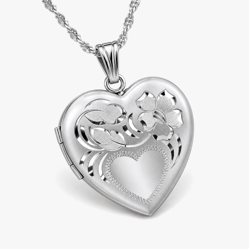Floral Design Heart Photo Locket