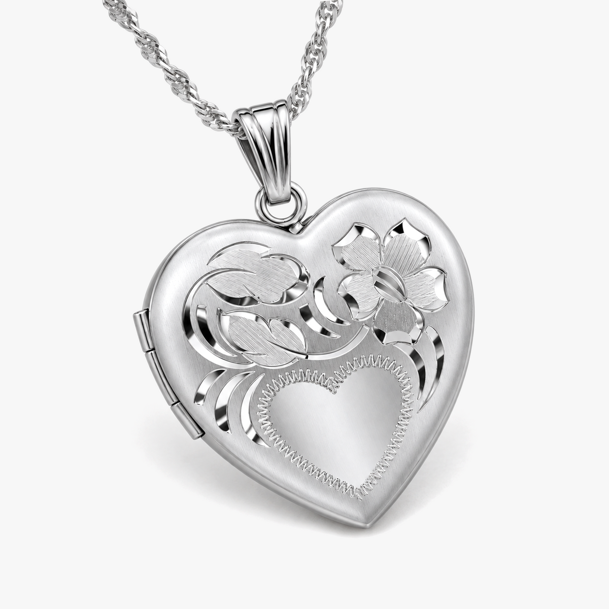 Floral Design Heart Photo Locket