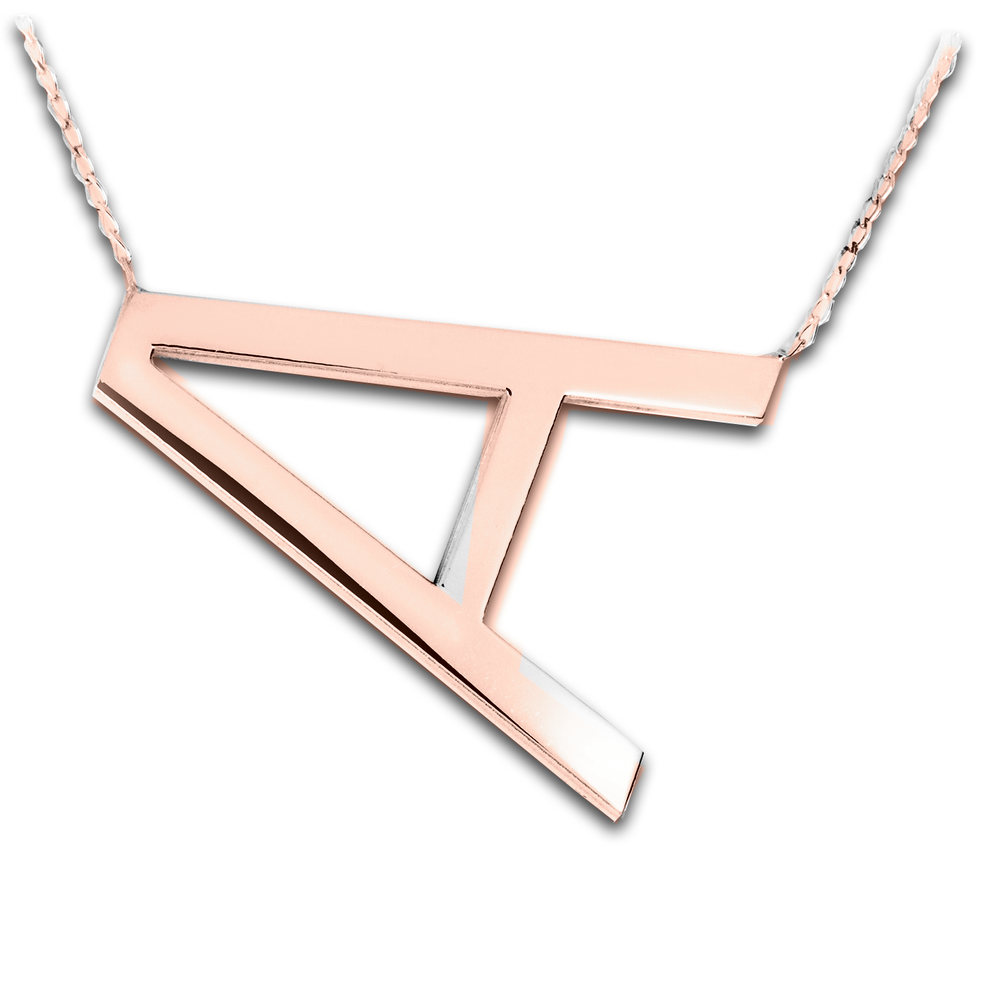 Personalized XL Initial Necklace — Rose Gold Plated — color-only edit ec4157b11f