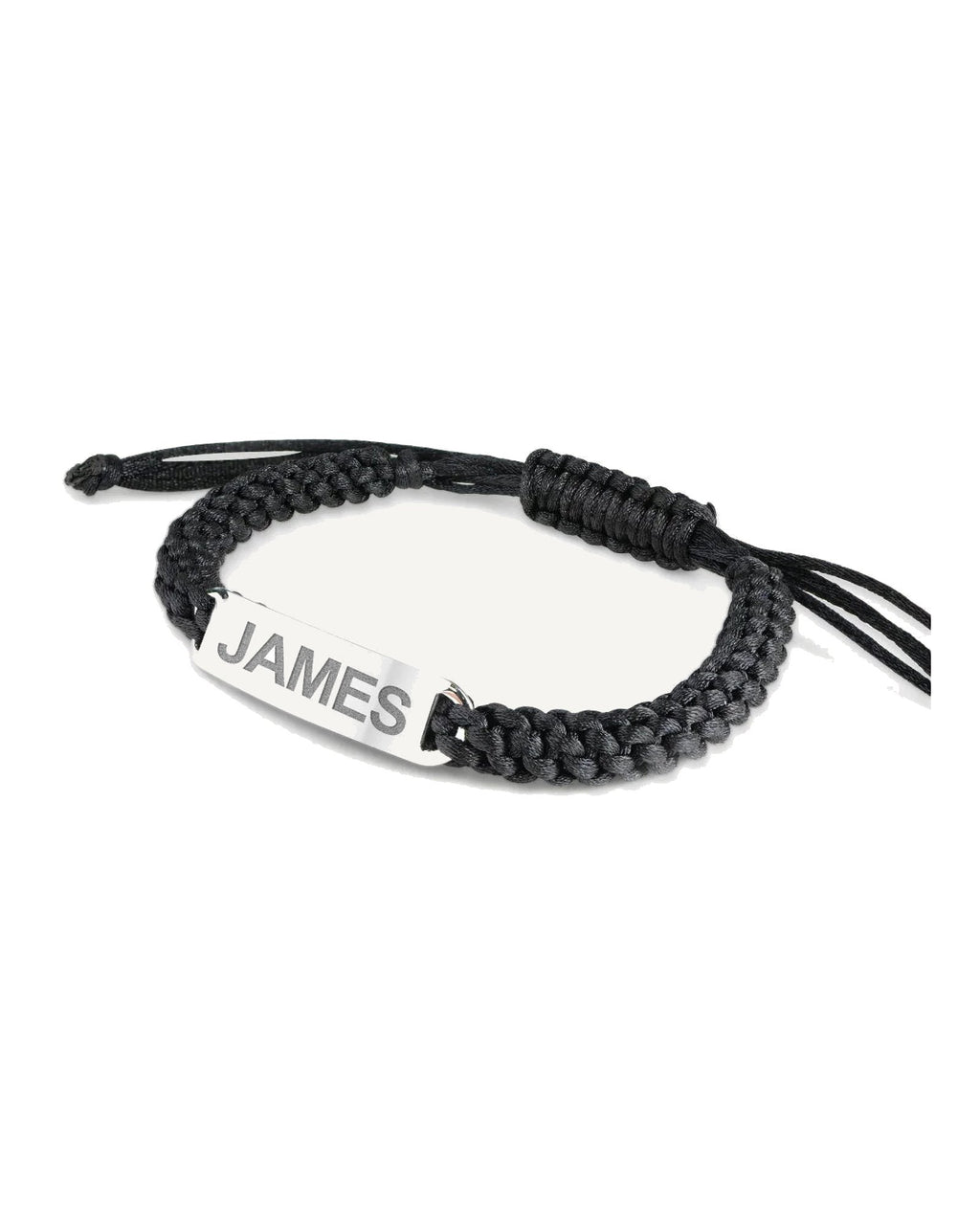 Custom Engraved Stainless Steel Black Leather ID Bracelet
