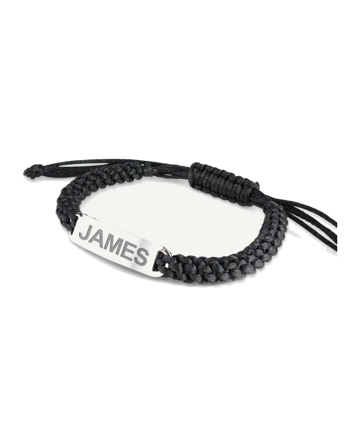Custom Engraved Stainless Steel Black Leather ID Bracelet