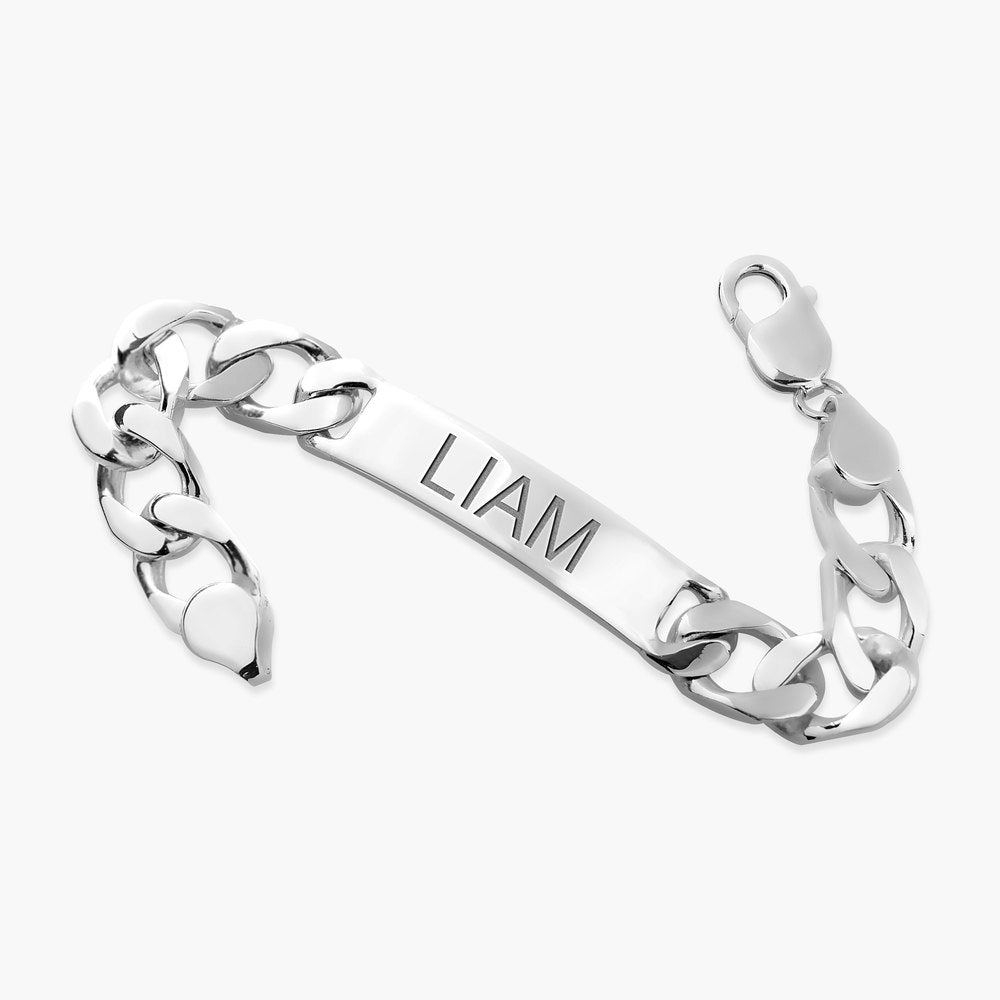 Custom Engraved Sterling Silver Men's Curb Link ID Bracelet