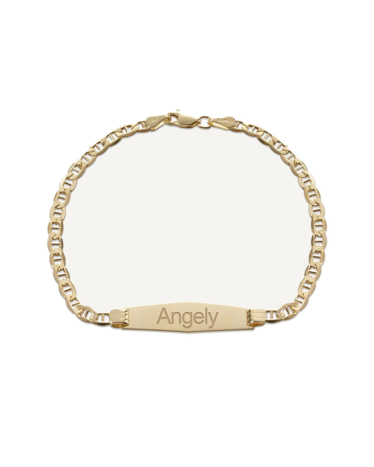 Custom Engraved 14K Gold Women's Open Link ID Bracelet