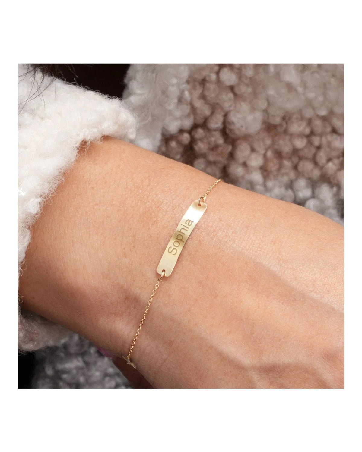 Custom Engraved 14K Gold Women's Curb Link ID Bracelet with Cross