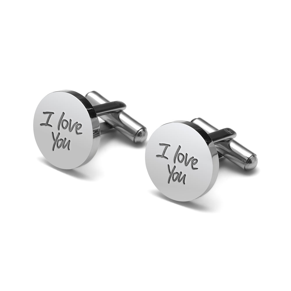Personalized Handwriting Men's Round Cufflinks
