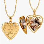 Floral Engraved Heart Locket With Diamond Accents And Initial