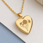 Personalized Birth Flower Heart Locket - lifestyle