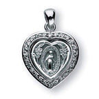 Sterling Silver Miraculous Medal With Cubic Zirconias
