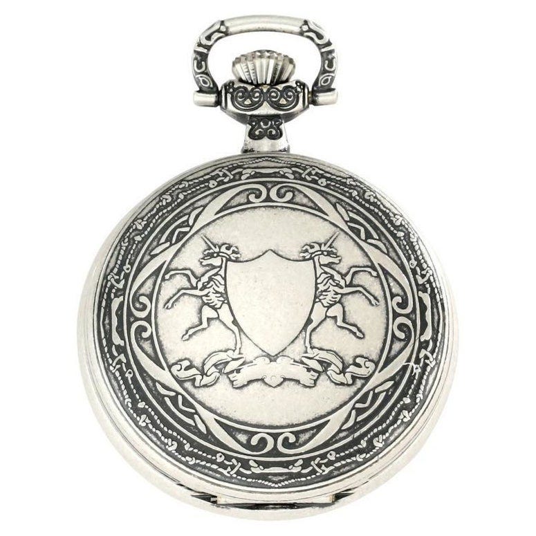 Charles-Hubert Paris Antique Chrome Finish Hunter Case Mechanical Pocket Watch