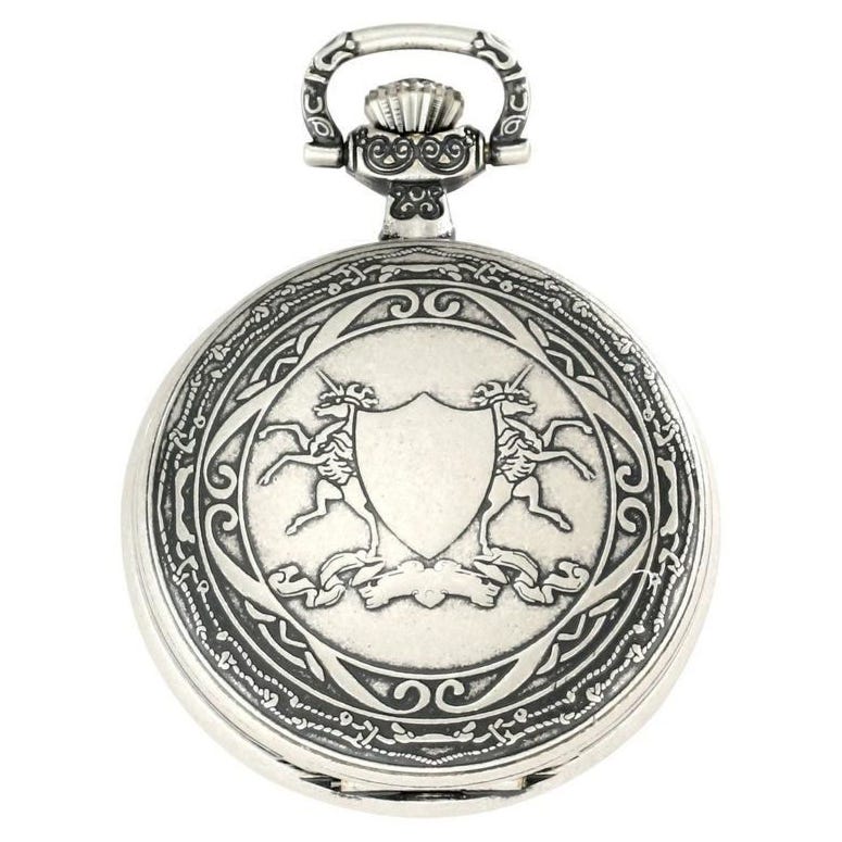 Charles-Hubert Paris Antique Chrome Finish Hunter Case Mechanical Pocket Watch