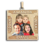 Square Photo Pendant with 4 Names Etched