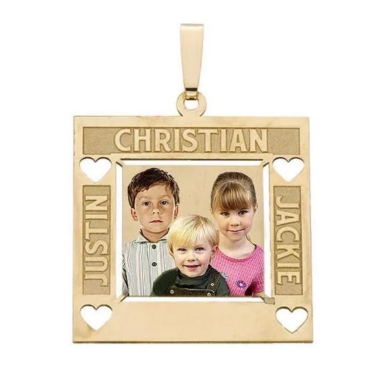 Square Shaped Pendant with 2 Names