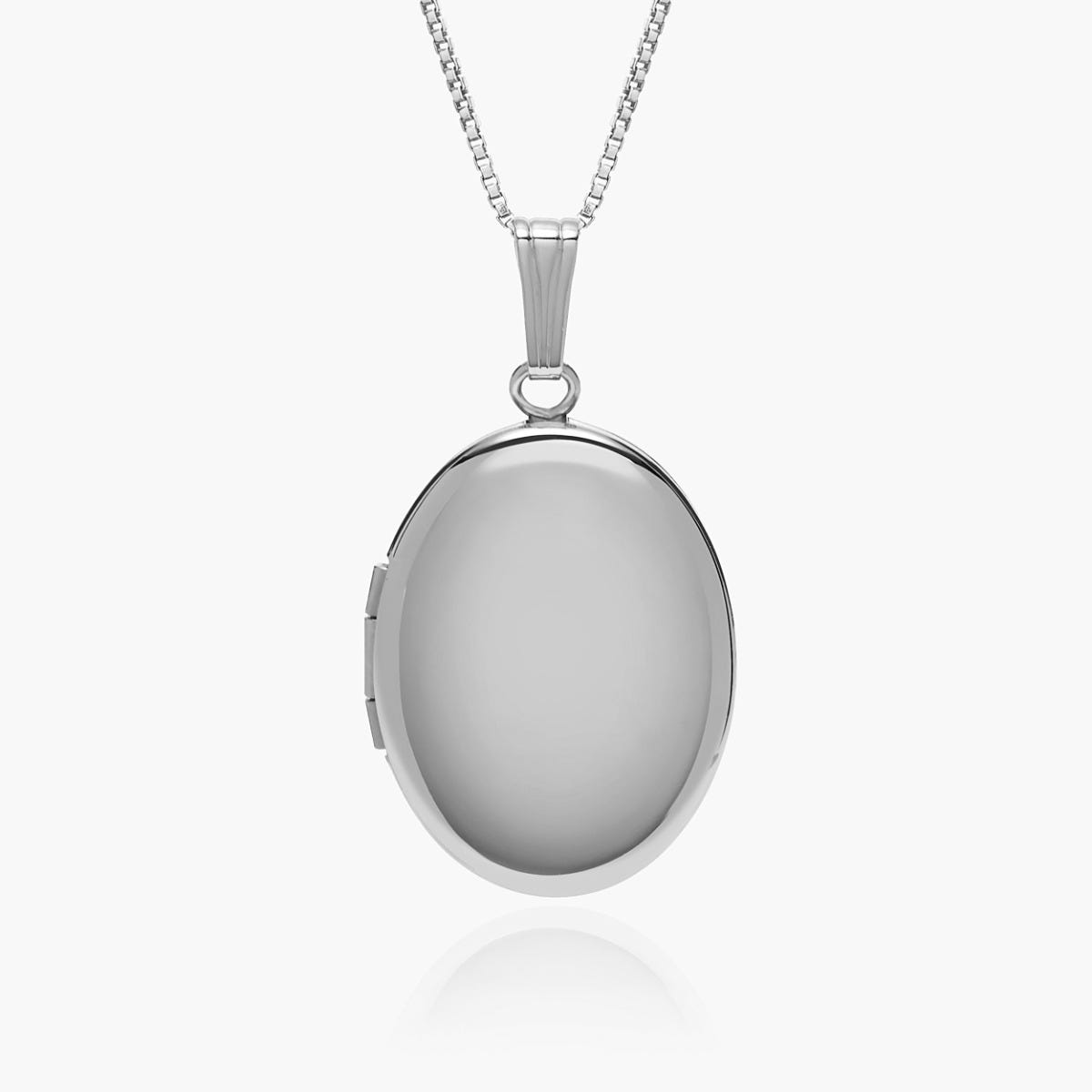14K White Gold Oval Locket