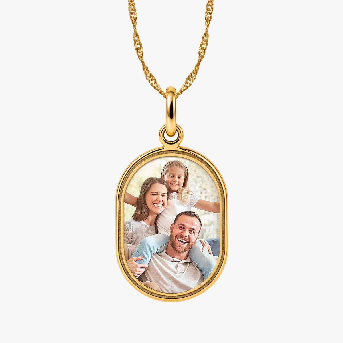 Double Bezel Border Oval Photo Pendant