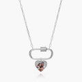 Carabiner Rectangle Pendant Necklace with CZ Barrel and Dangle Photo Charms / Chain Included