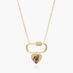 Carabiner Rectangle Pendant Necklace with CZ Barrel and Dangle Photo Charms / Chain Included