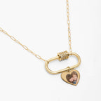 Carabiner Rectangle Pendant Necklace with CZ Barrel and Dangle Photo Charms / Chain Included
