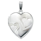 14K White Gold Double Heart Photo Locket