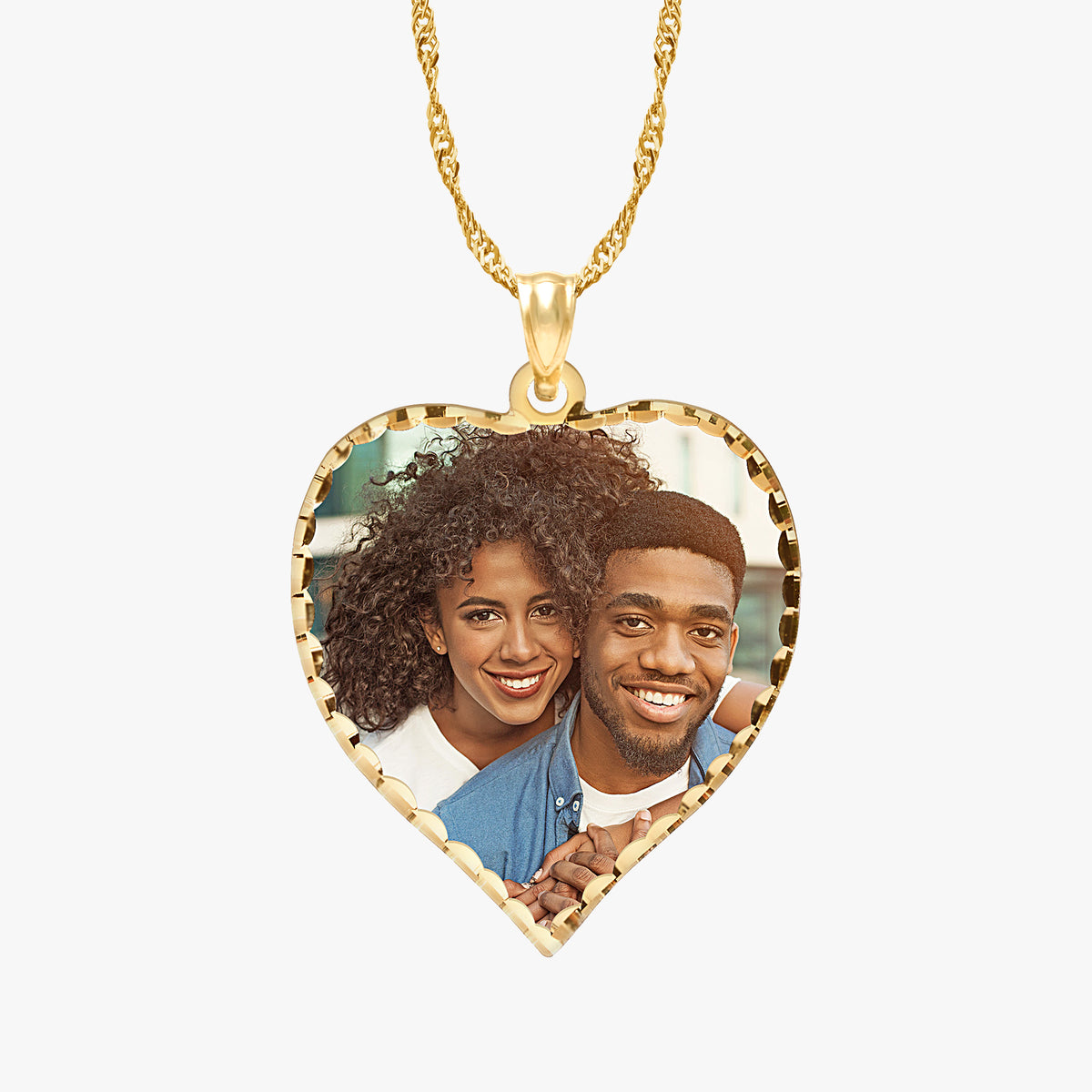 Heart Photo Pendant with Diamond Cut Edge