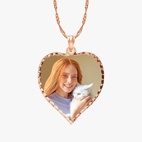 Heart Photo Pendant with Diamond Cut Edge
