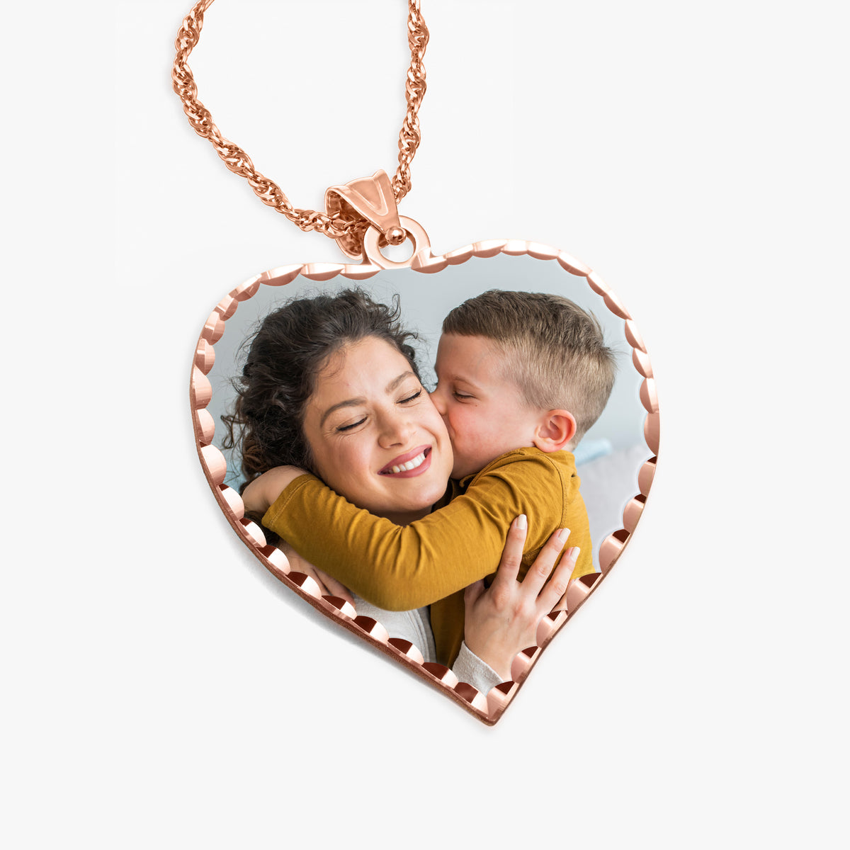 Heart Photo Pendant with Diamond Cut Edge