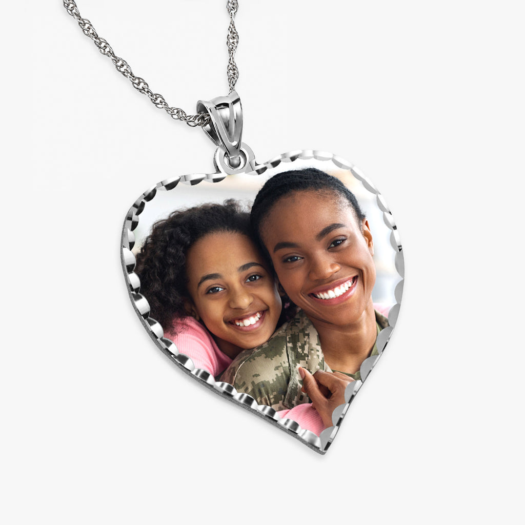 Heart Photo Pendant with Diamond Cut Edge