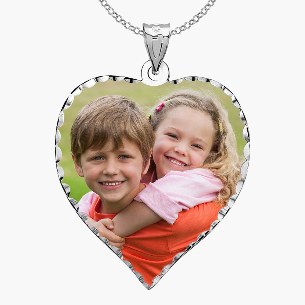 Heart Photo Pendant/Charm with Diamond Cut Edge
