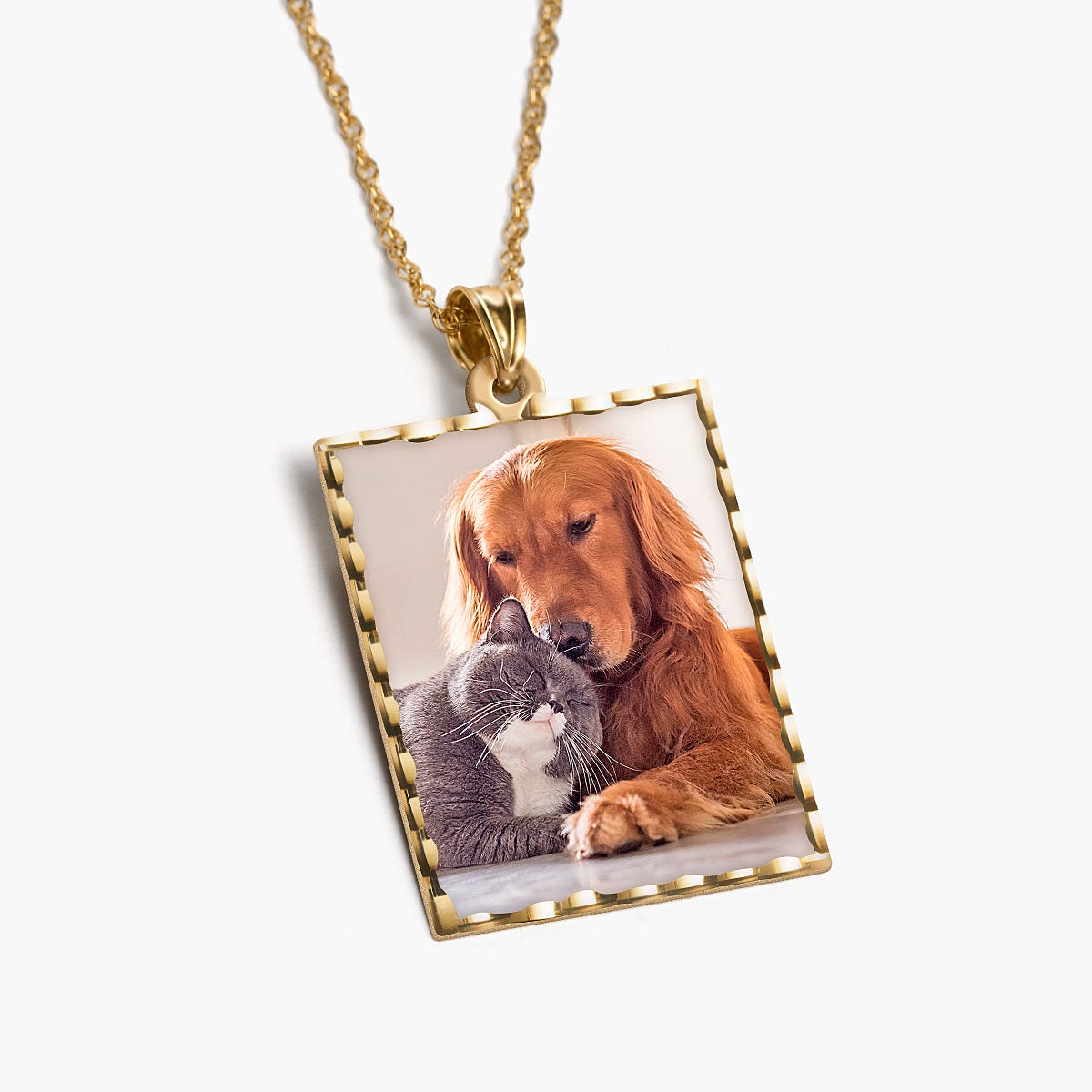 Petite Rectangle Photo Pendant with Diamond Cut Edge