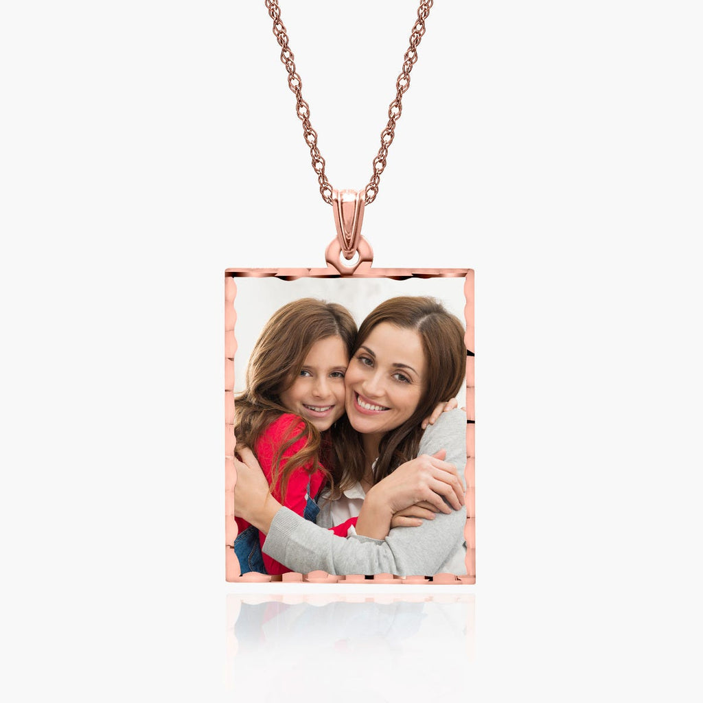 Petite Rectangle Photo Pendant with Diamond Cut Edge