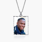 Petite Rectangle Photo Pendant with Diamond Cut Edge