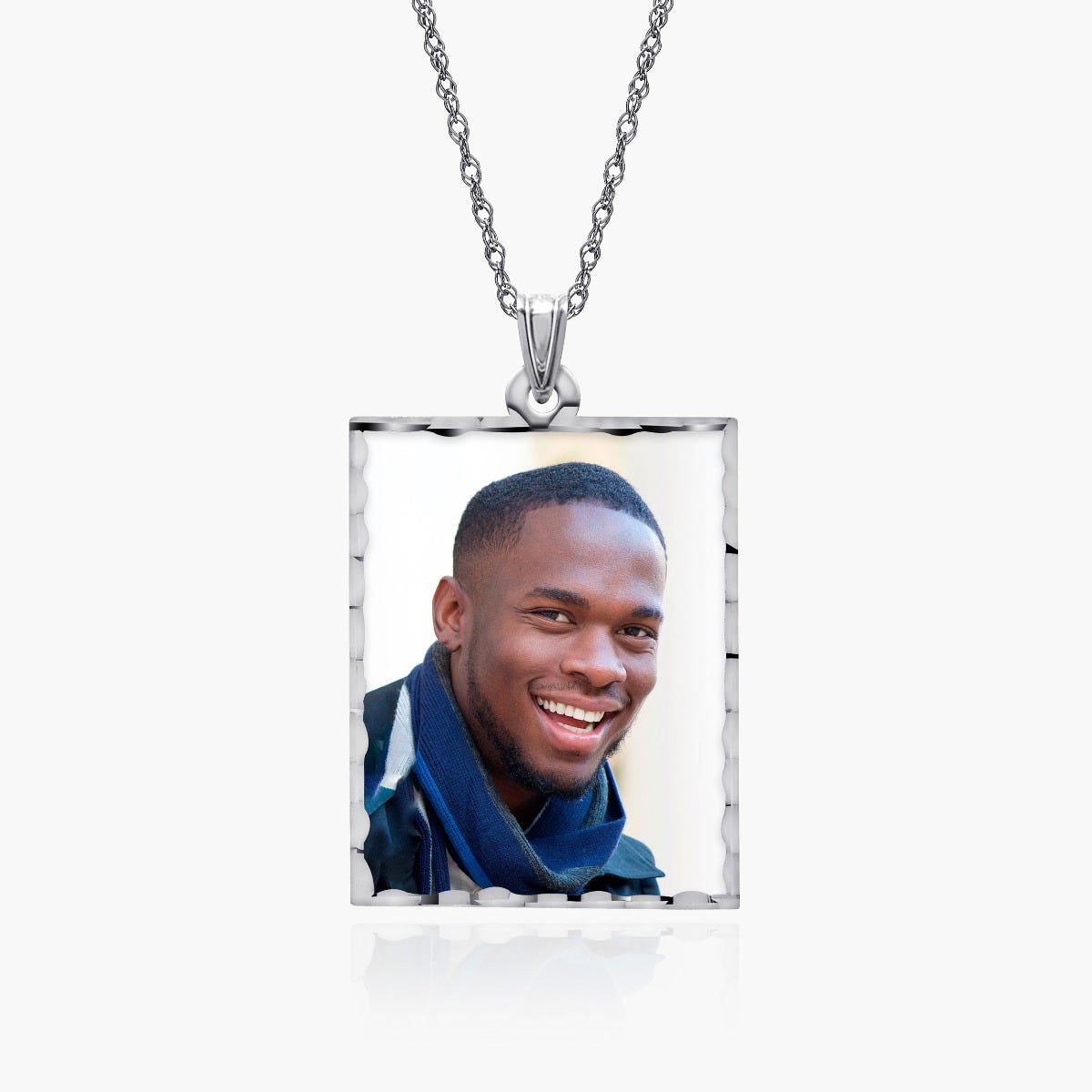 Petite Rectangle Photo Pendant with Diamond Cut Edge