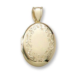 Solid 14K Yellow Gold Premium Weight Oval Picture Locket