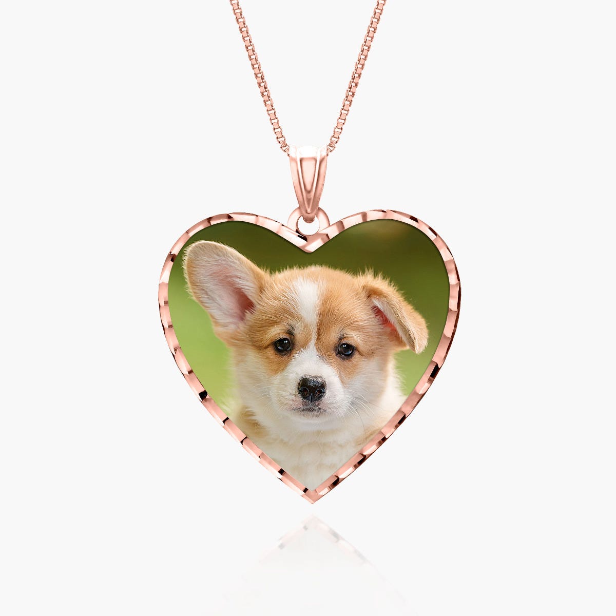 Modern Heart Photo Pendant with Diamond Cut Edge