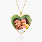 Modern Heart Photo Pendant with Diamond Cut Edge
