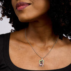 Petite Rectangle Photo Pendant with Diamond Cut Edge