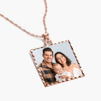 Square Pendant With Diamond Cut Edge Photo Charm