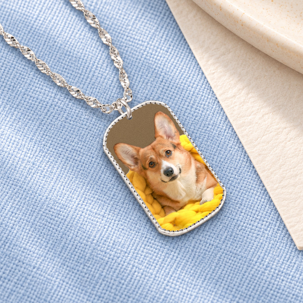 Photo Engraved Dog Tag Pendant - lifestyle