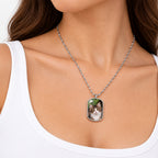 Photo Engraved Dog Tag Pendant - on model
