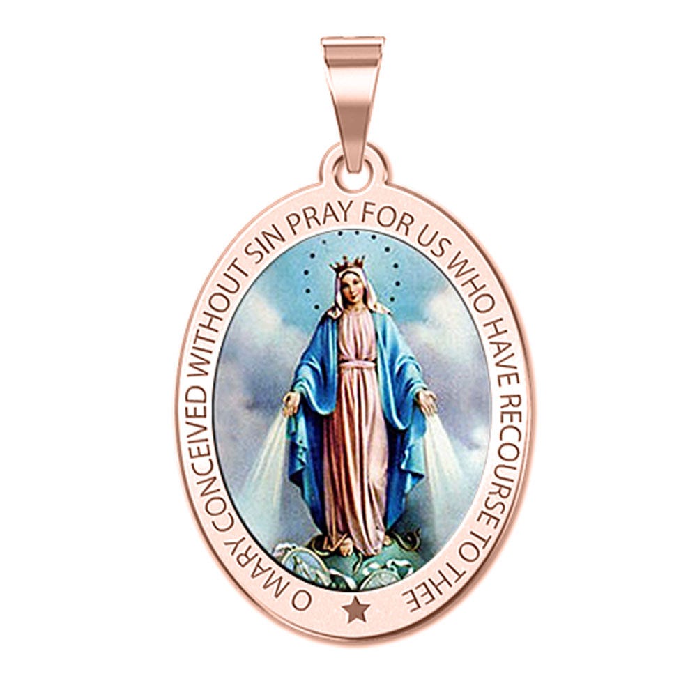 Miraculous Medal Color Oval Pendant