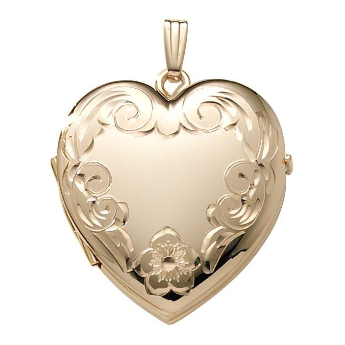 14K Gold Filled Floral Heart 4 Photo Locket