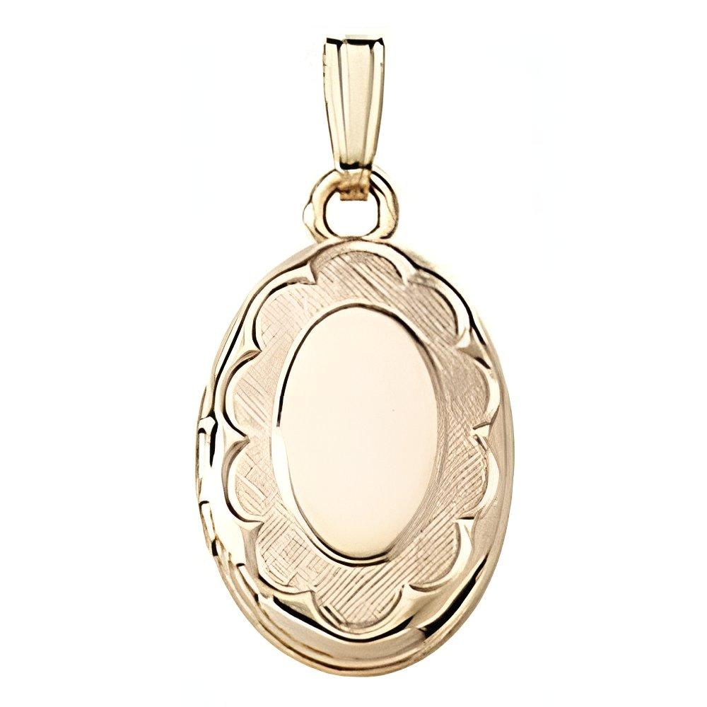 Solid 14K Yellow Gold Small Oval Photo Locket