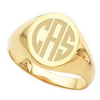 14k Gold Men's Round Signet Ring