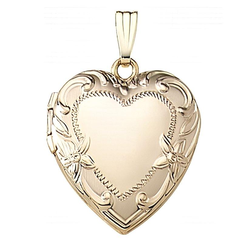 Solid 14K Yellow Gold Heart Photo Locket