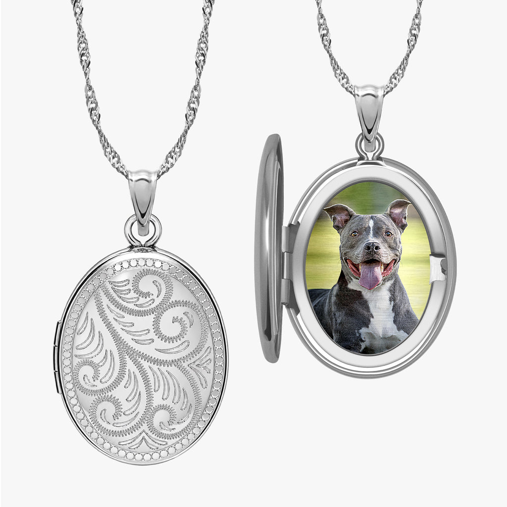 Floral Oval Photo Locket