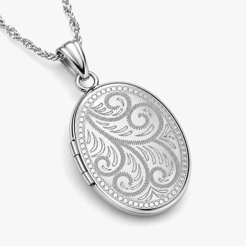 Floral Oval Photo Locket